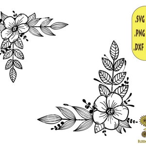 Flower Frame SVG, Wreath SVG file, Flower Corners svg, Flower Monogram frame, Wedding Clipart, floral Wreath svg, Corner flower Frames