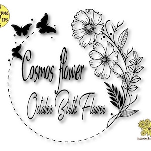Cosmos Flower Frame Svg file, Round frame Svg, October Flower Svg, Birth Month Flower Svg, Libra Svg, Birth flower svg, Flower October Svg