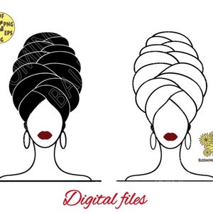 Black Woman Head Wrap Svg file, African American svg, Black queen svg, Melanin svg, Afro girl svg, Afro Woman Face Red Lips Svg, Turban Svg