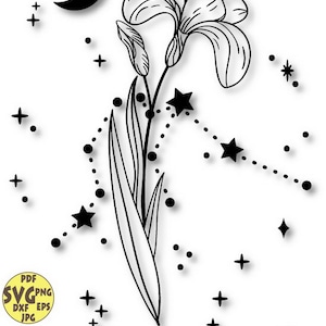 Iris Birth Flower Svg File, February Birth Flower Svg, Aquarius Svg ...