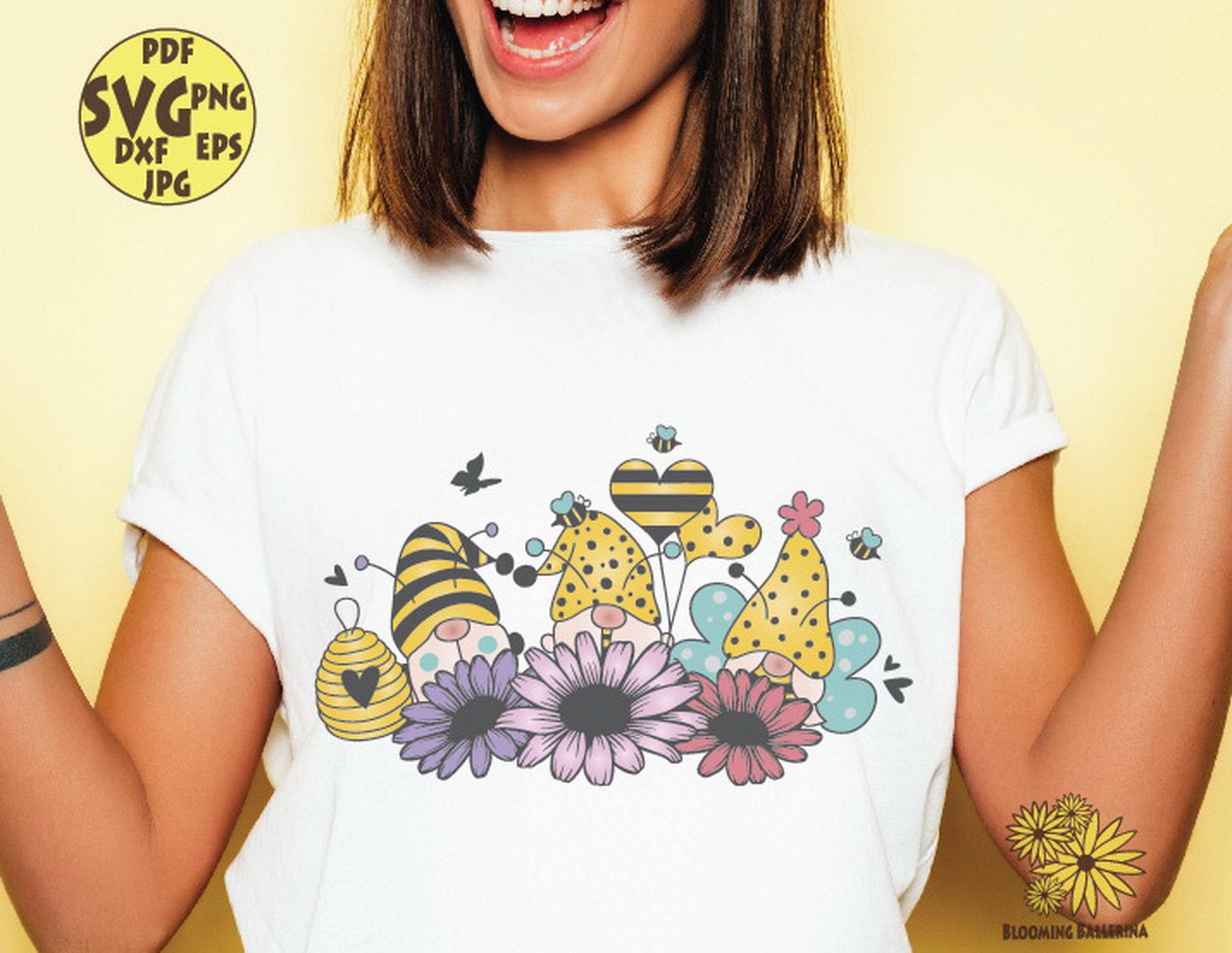 Bee Gnomes With Daisies PNG Files, Bee Gnome Png, Garden Gnomes PNG ...