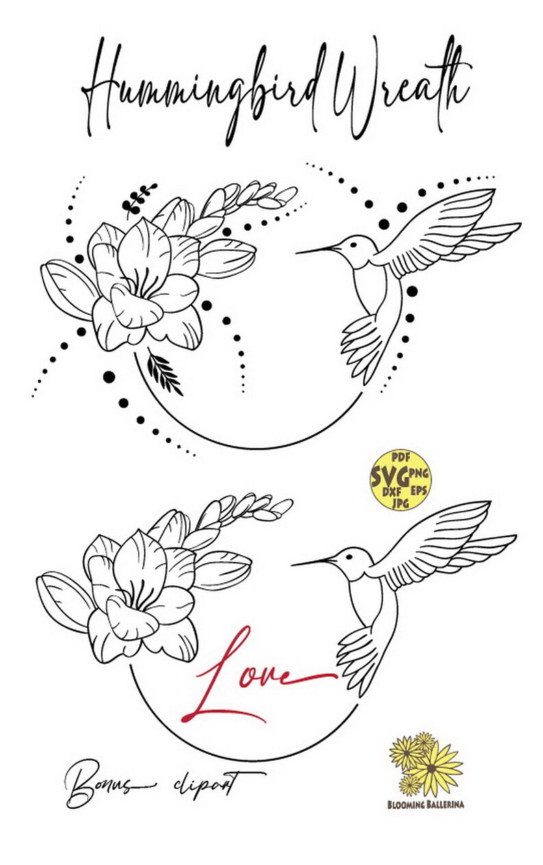 Hummingbird Svg, Freesia Svg, Flower Wreath Svg, Floral Wreath Svg ...