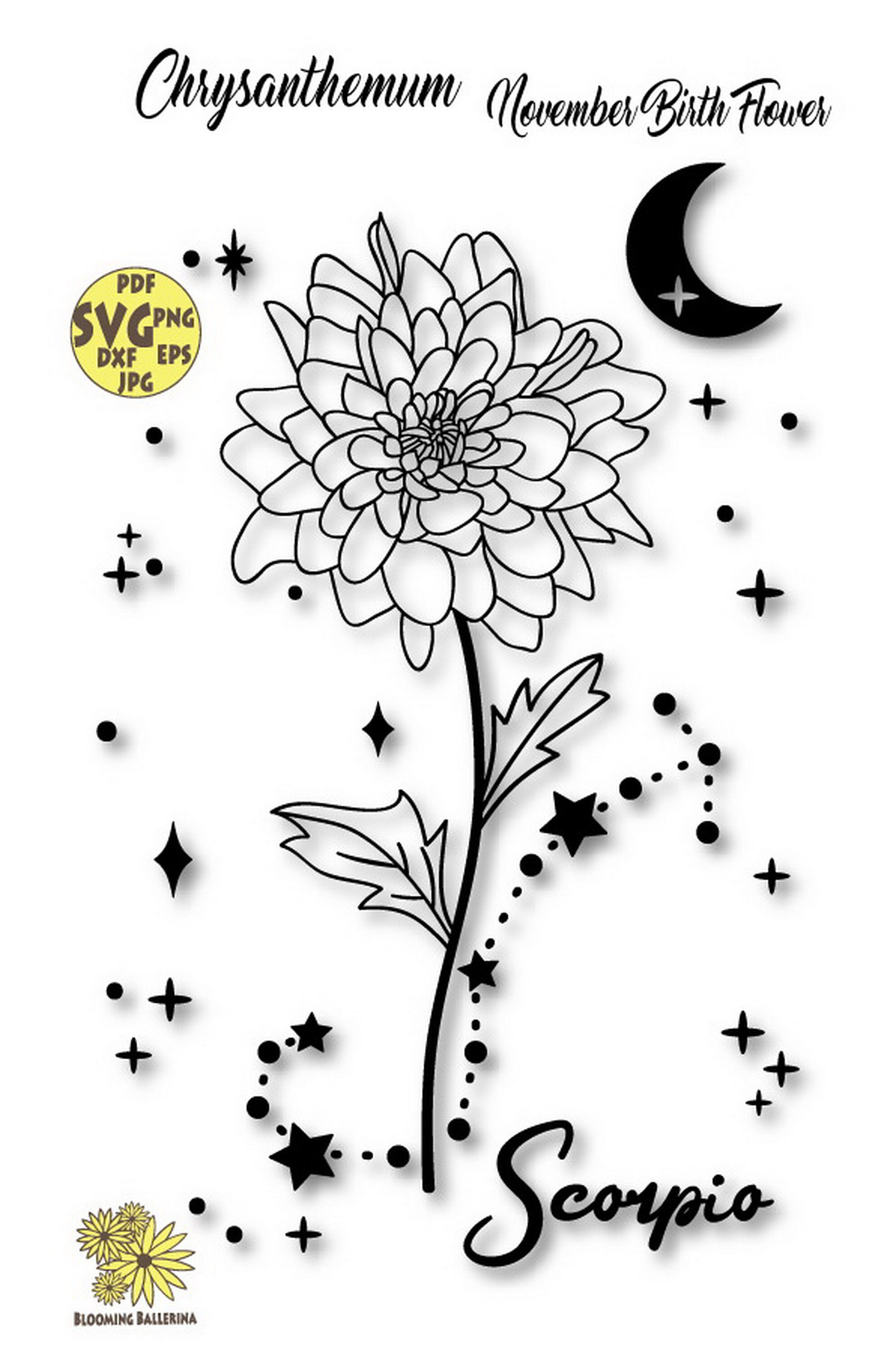 Chrysanthemum Svgnovember Birth Flower Svg Scorpio Svg - Etsy
