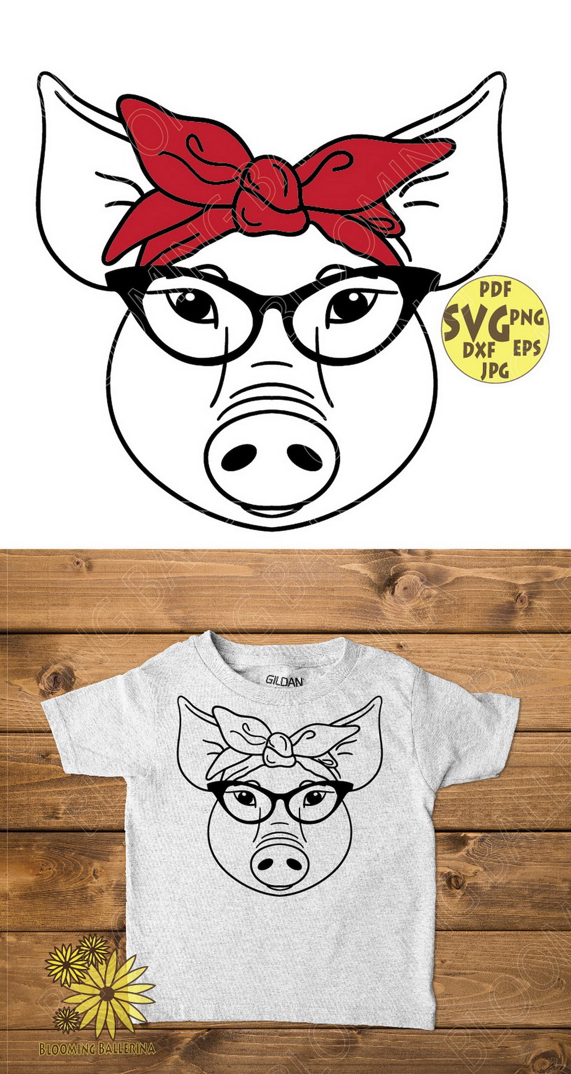 Download Pig Svg Pig with Bandana Svg Animal with red Bandana Svg | Etsy