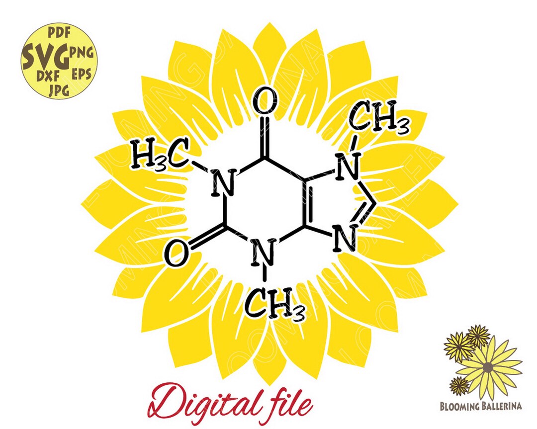 Sunflower With Caffeine Molecule Svg File, Sunflower Svg, Flower Coffee ...