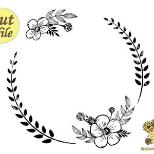 Wreath svg,Floral Svg, Laurel svg, laurel wreath svg, monogram frame svg, circle frame svg, leaf wreath svg, Floral frame svg, Leaf Svg