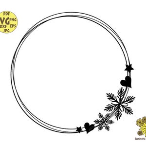 Christmas Monogram Frame Svg, Frame Snowflakes Svg, Monogram Winter SVG, Wreath SVG, Wedding Clipart, Snowflakes Wreath svg, Round frames