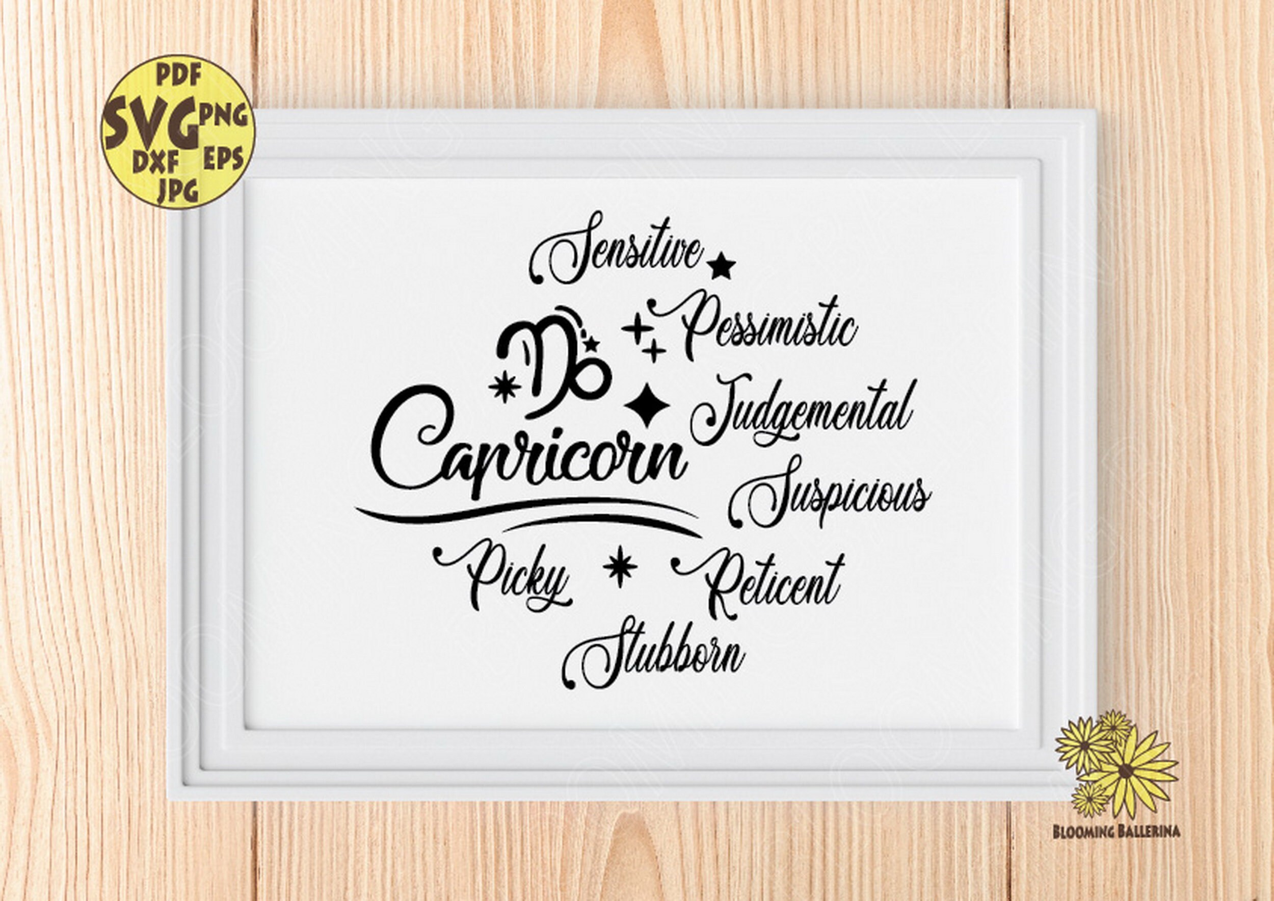 Capricorn Svg File Capricorn Positive and Negative - Etsy