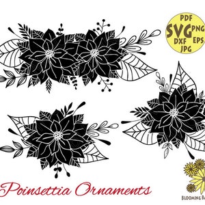 Floral Svg, Flower svg bundle, Frame svg, Poinsettia svg, Winter svg, Poinsettia flower, Christmas decor svg, Christmas flower svg,Plant Svg