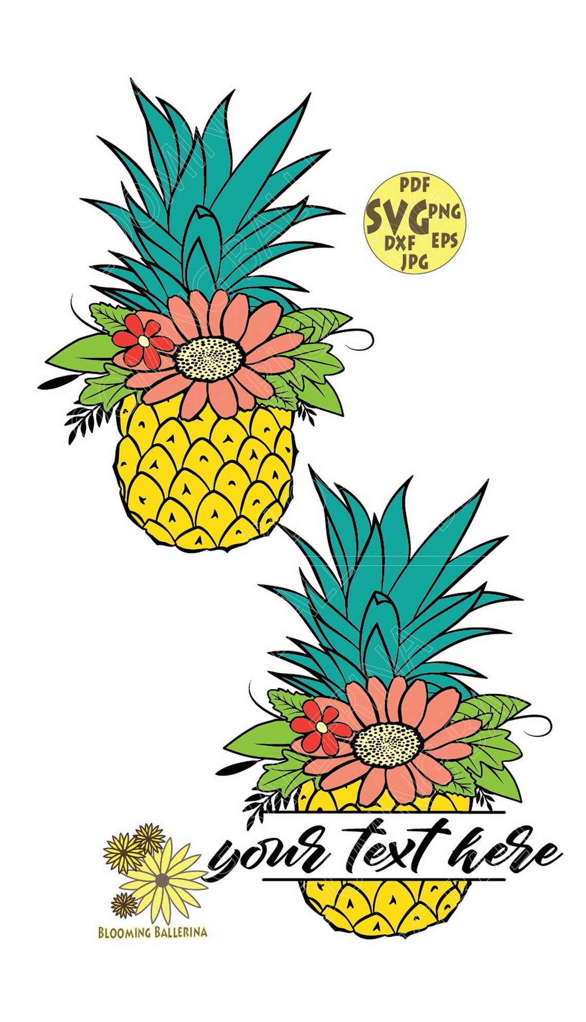 Download Flower Pineapple Svg Floral Pineapples Svg Monogram | Etsy