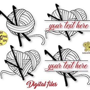 Crochet Svg, Crochet Yarn Svg, Crochet Hooks Svg, Crochet Monogram Svg, Split name monogram Svg, Crochet name Svg, Yarn Heart Svg, Yarn Svg