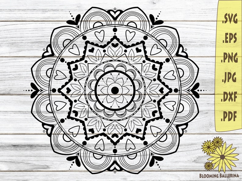 Download Lotus Heart Mandala SVG Flower and Leaves SVG Yoga gift | Etsy