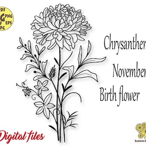 Chrysanthemum Svg, November Birth flower Svg, Floral Zodiac Svg, November Svg, Chrysanthemum flower Svg, Scorpio Svg, Birth flower Svg file
