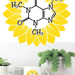 Sunflower With Caffeine Molecule Svg File, Sunflower Svg, Flower Coffee ...
