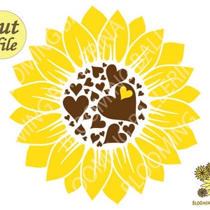 Sunflower Svg, Flower Monogram frame, Wedding Clipart, Png, Clipart, Heart Symbol, Svg Files For Cricut, Digital Download,  Tshirt Prints