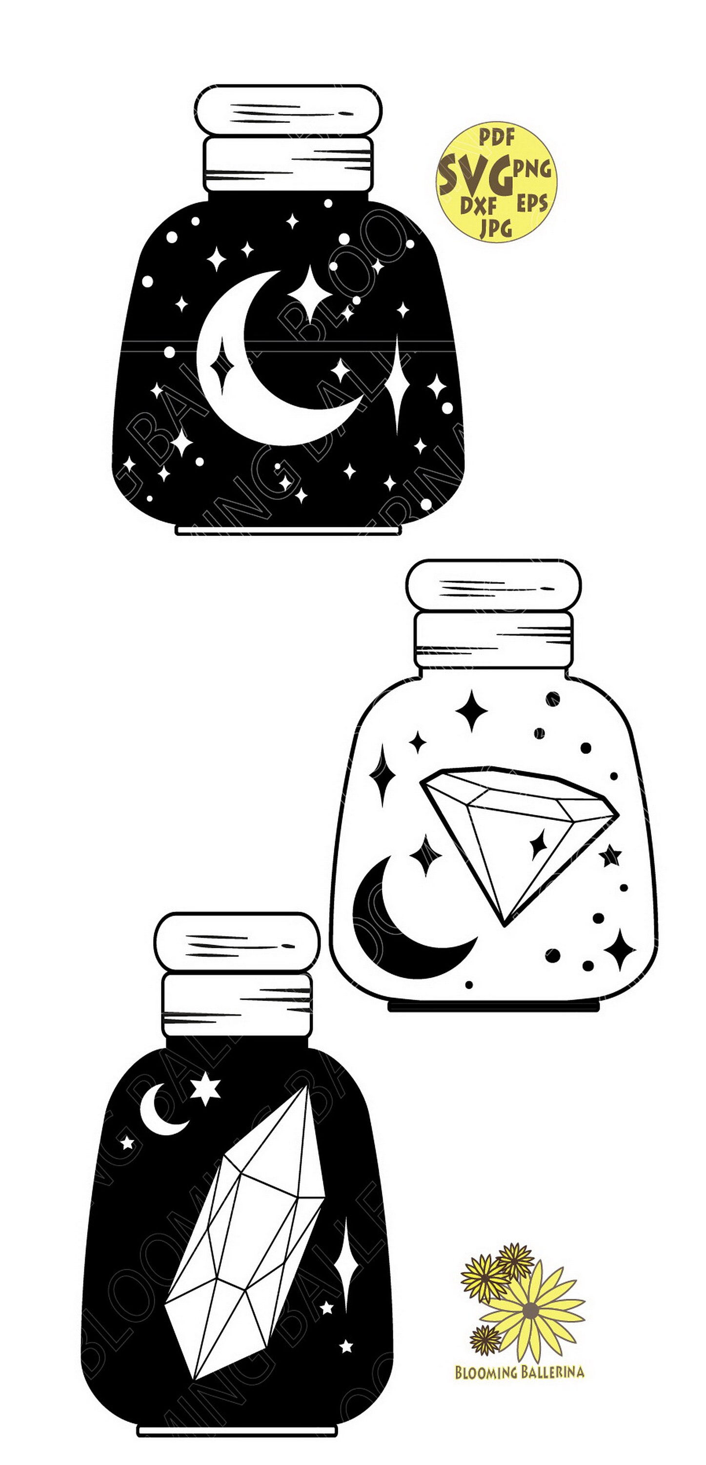 Crystal Jars Svg Jar Svg Crystals in Jar Svg Celestial SVG Etsy