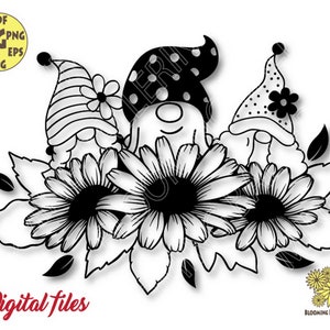 Flower Gnomes with Daisies Svg files, Daisy Svg, Flower Nordic Gnomes Svg, Gnome Svg, Gnome clipart, Gnome Png, Gnome Shirt, Gnome cut file