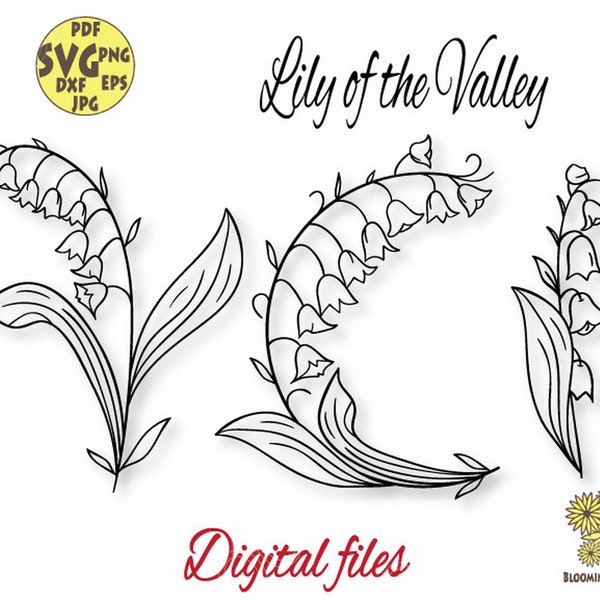 Lily of Valley Svg files, Bundle Lily Of Valley Svg, May Birth Flower Svg, Birth Month Flower Svg, Birth Flower Tattoo Design, Birthday Gift