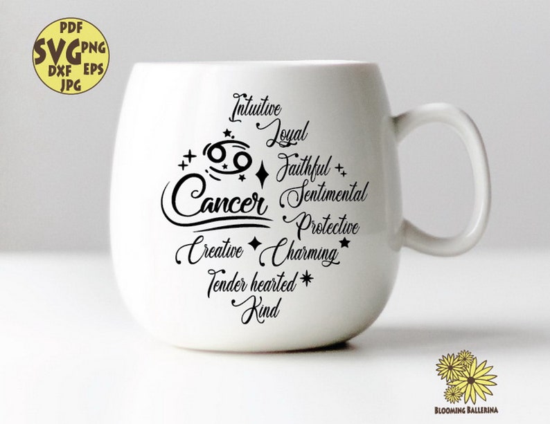 Cancer Zodiac Svg file, Cancer Positive and Negative Personality Traits Svg file, zodiac svg, horoscope svg, astrology svg, Cancer sign svg image 3