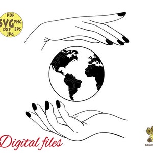 Earth in Woman Hands Svg file, Earth Svg, World with hands Svg, World Svg, Earth day shirt svg, Save the earth digital file, Earth shirt Svg