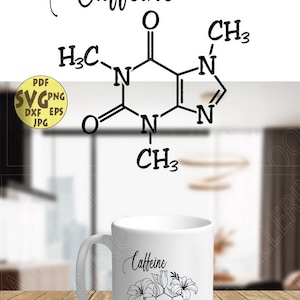 Caffeine Molecule With Lilies Svg, Floral Caffeine Svg, Molecules Svg ...