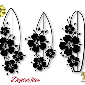 Surfboards Svg file, Flower Surfboard Svg, Hibiscus svg, Tropical svg, Hawaii svg, Surfboard clipart, FSurfing Svg, Surf, Tropical clipart