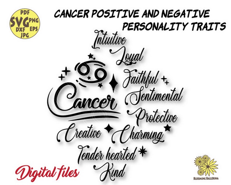 Cancer Zodiac Svg file, Cancer Positive and Negative Personality Traits Svg file, zodiac svg, horoscope svg, astrology svg, Cancer sign svg image 1