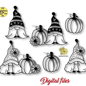 Fall gnomes Svg archivos, Girl Gnome Svg, Boy gnome Svg, Pumpkin Svg, Fall Svg, Gnome Svg, fall gnome svg, gnome de acción de gracias, hola fall svg