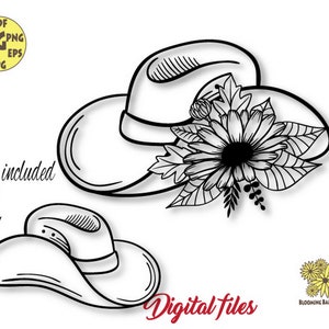 Cowboy-Hut-Svg, Blumen-Hut-Svg, Country-Mädchen-Svg, Blumen-Cowboy-Hut-Svg, Sonnenblume-Cowboy-Hut-Datei, Cowgirl-Hut-Svg, Floral Hut-Bundle