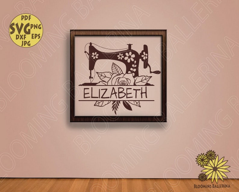 Floral Sewing Machine Monogram With Roses and Leaves Svg File Etsy UK