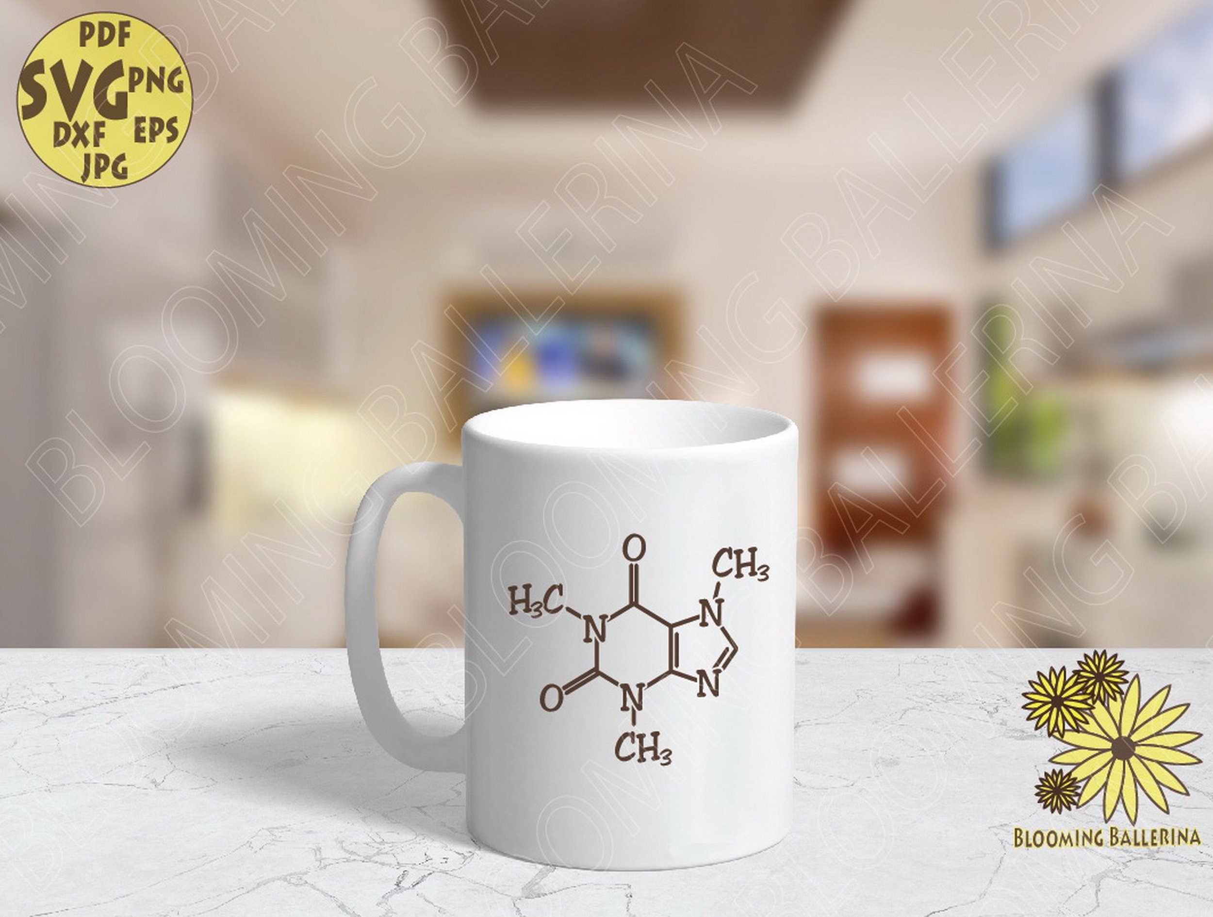 Sunflower With Caffeine Molecule Svg File, Sunflower Svg, Flower Coffee ...