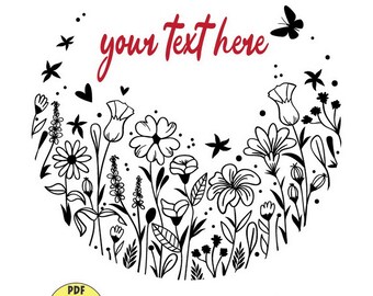 Wild Flower Svg, Door Hanger Svg, Wildflowers Svg, Round