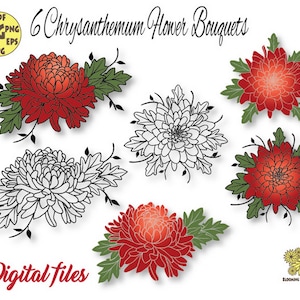 Chrysanthemum Wedding Svg file, November Birth Month flower Svg, Bundle Chrysanthemum Svg, Chrysanthemum Borders, Scorpio Flower cut file