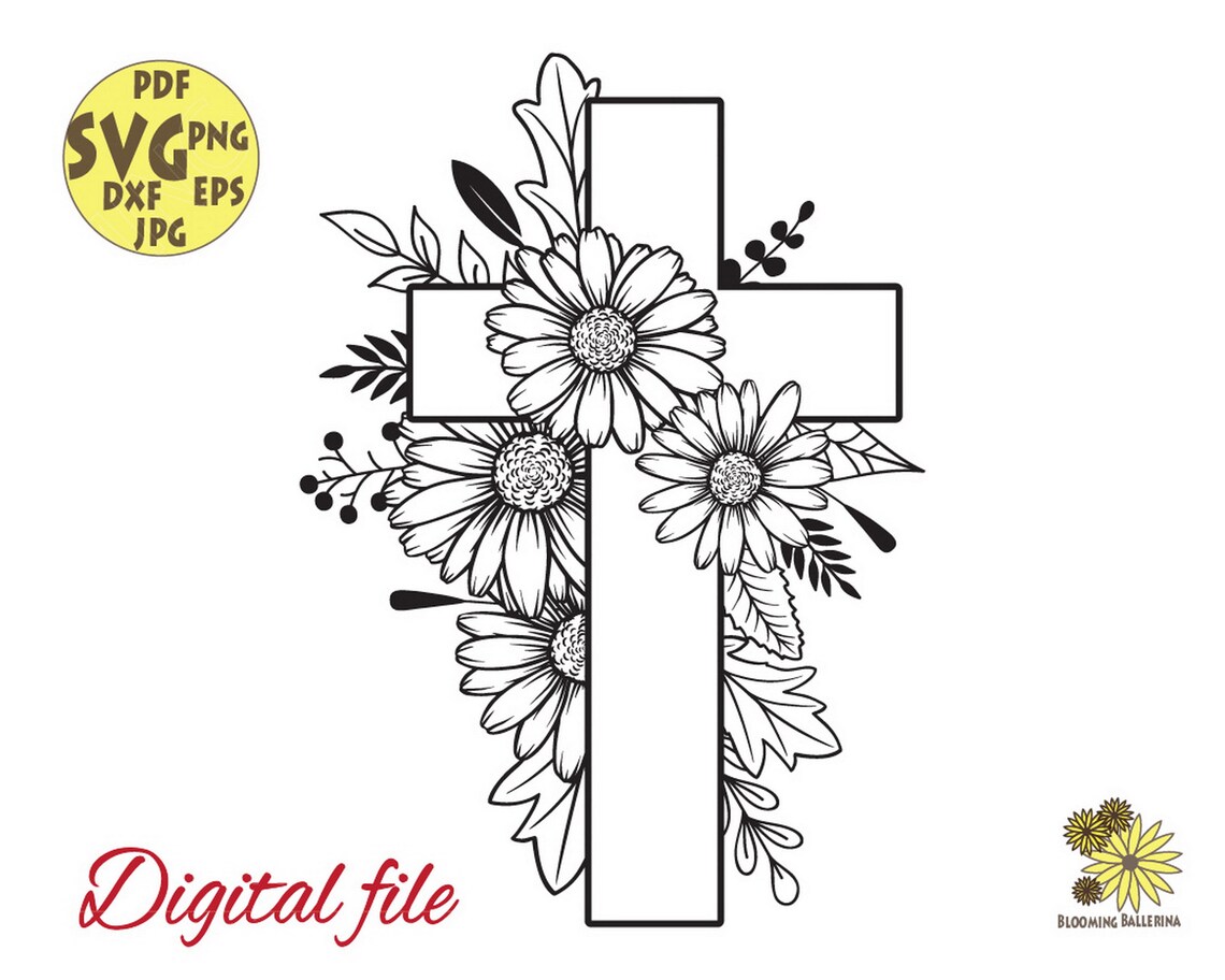 Floral Cross svg Christian svg Floral Svg Daisy Svg | Etsy