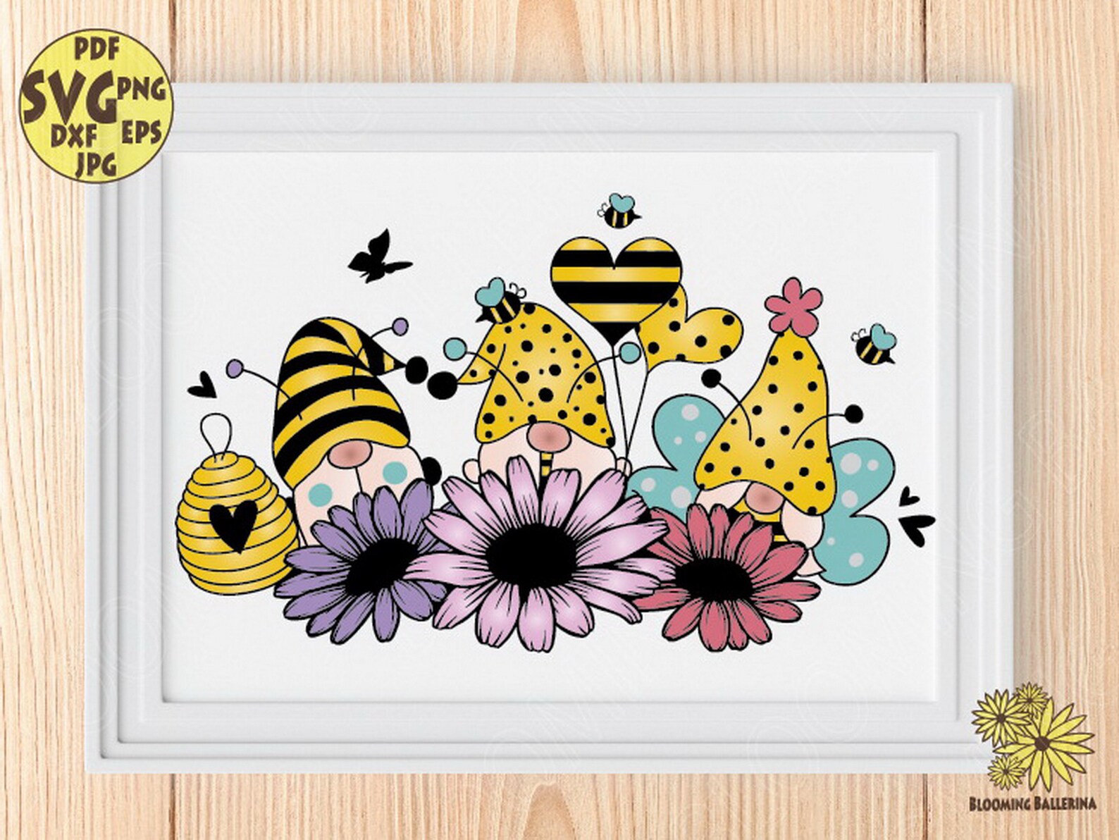 Bee Gnomes With Daisies PNG Files, Bee Gnome Png, Garden Gnomes PNG ...
