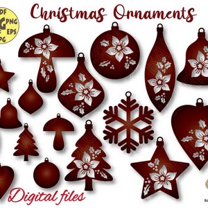 Bundle Christmas Ornaments Svg, Ornament Svg, Holy Christmas Svg, Christmas svg bundle, Poinsettia ornaments svg, Christmas ornament svg