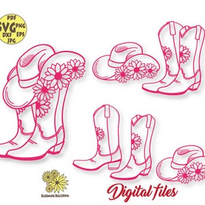 Flower Cowboy Hat and Cowboy Boots svg files, Cowboy bundle files, Cowboy boots svg, Western svg, Sunflowers Svg, Cowboy Svg, Country svg