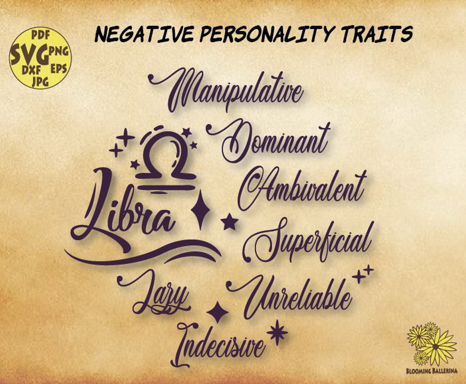 Libra Svg File Libra Positive and Negative Personality Traits Etsy