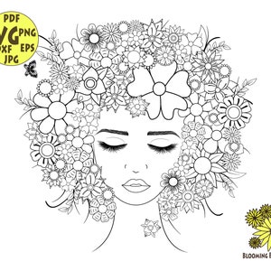Woman hair svg, Afro girl svg, female svg, girl power svg, Floral svg, hair svg, beauty svg, afro woman svg, woman clipart, Digital afro svg