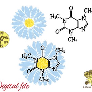 Daisy With Caffeine Molecule Svg File, Daisy Svg, Flower Coffee Svg ...