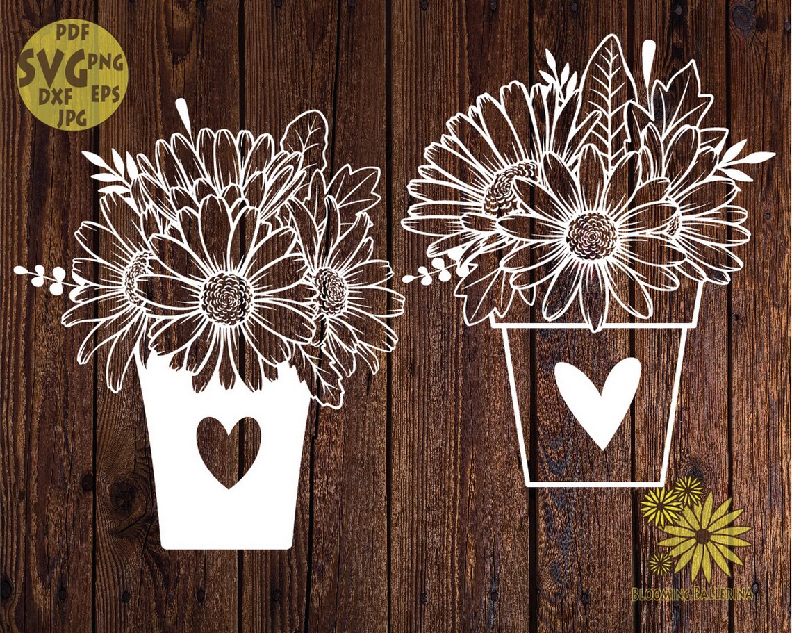 Flower Pot Svg Floral Svg Daisy Svg Plants Svg Bundle Svg Etsy UK