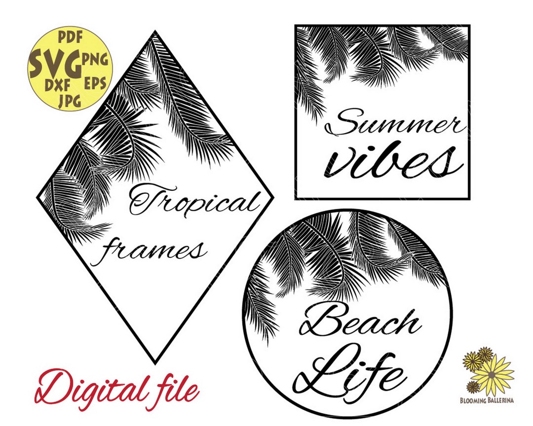 Palm Tree Svg, Geometrical Frames Svg,palm Leaf Svg, Tropical Svg, Palm