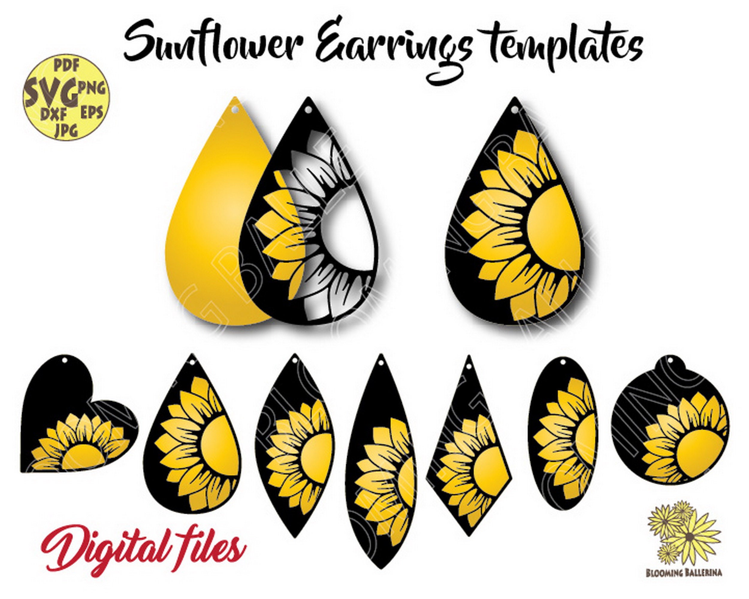 Sunflower Earring Svg File Earring Template Svg Flower Etsy