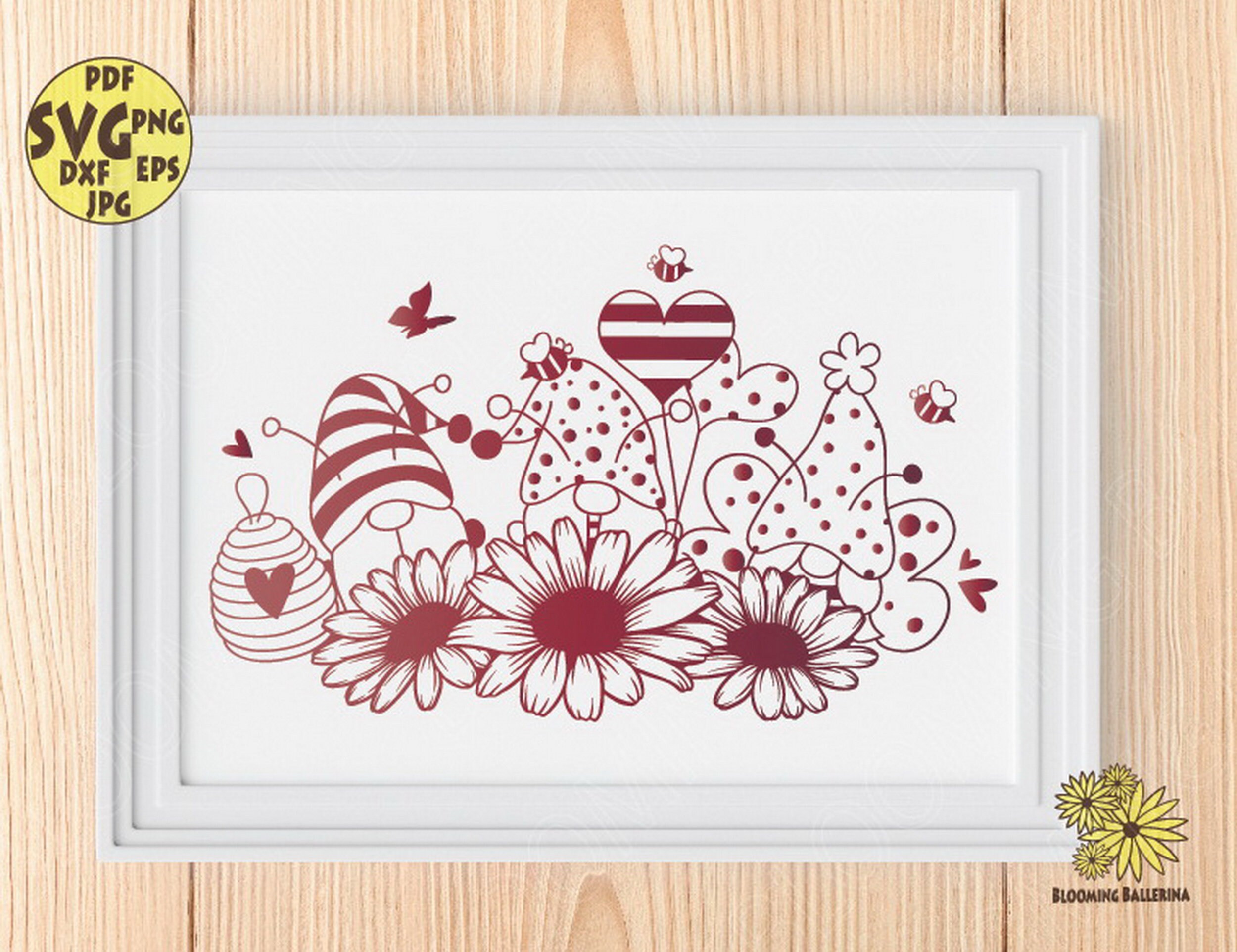 Bee Gnomes With Daisies Svg Files, Bee Gnome Svg, Garden Gnomes Svg ...
