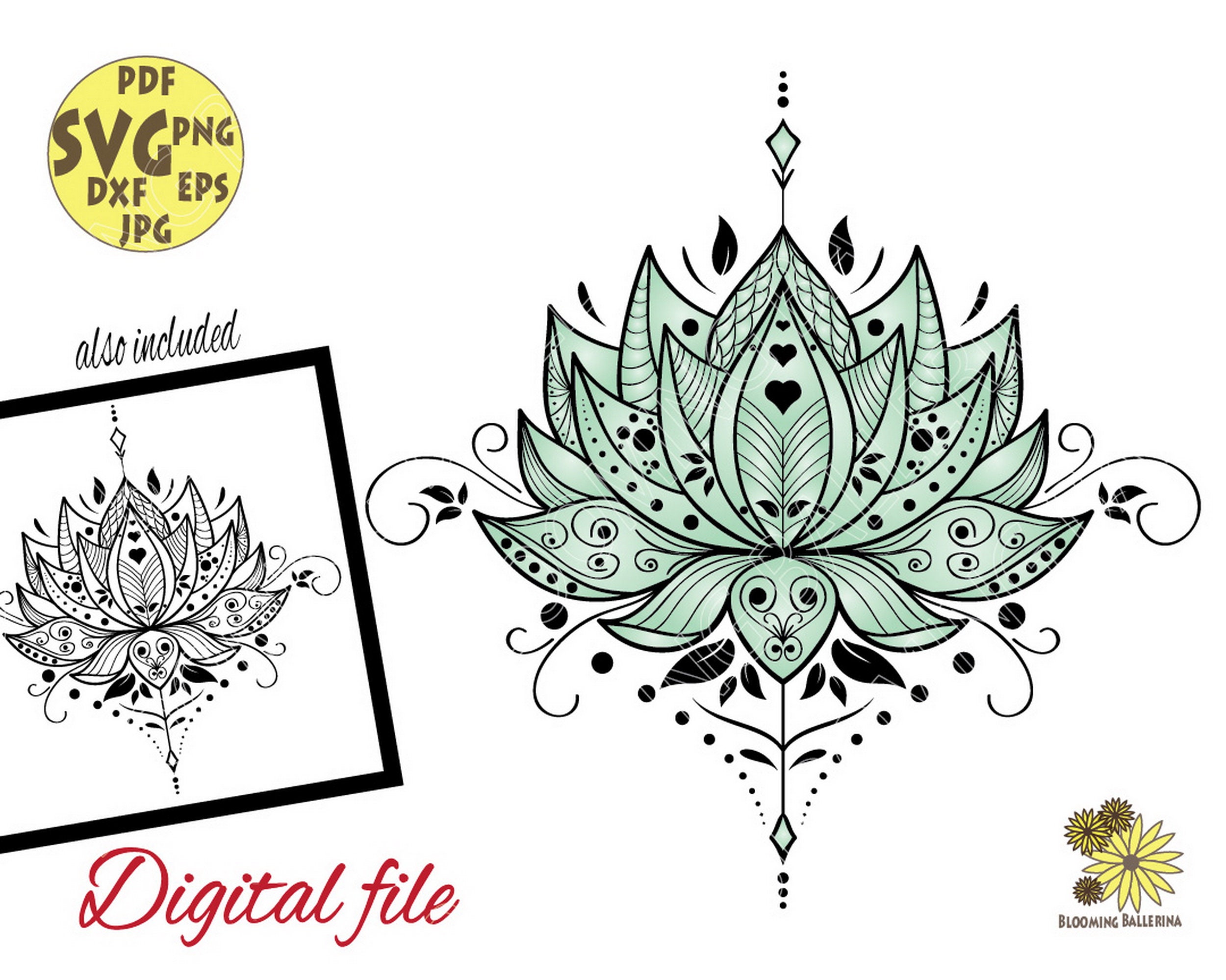 Geometrical Zentangle Lotus Svg File Lotus Flower Svg Tattoo Etsy UK