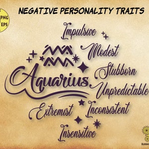 Aquarius Svg File Aquarius Positive and Negative Personality - Etsy