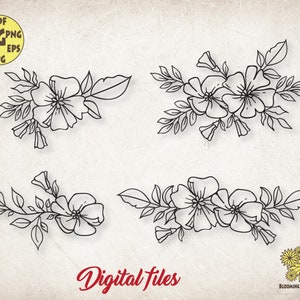 Floral Svg, Flower bouquets Svg, Wedding Flowers Svg, Borders Svg, Flower cut file, Flower Border, Flower Corner, Bundle, Floral Cut file