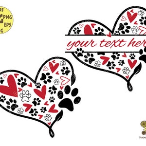 Pet Paws in Heart Monogram Svg file, Dog Paw Svg, Cat Paw Svg, Dog Mom svg, Dog Lover Svg, Pet Svg, Paw prints svg, Heart svg, Love Dog svg