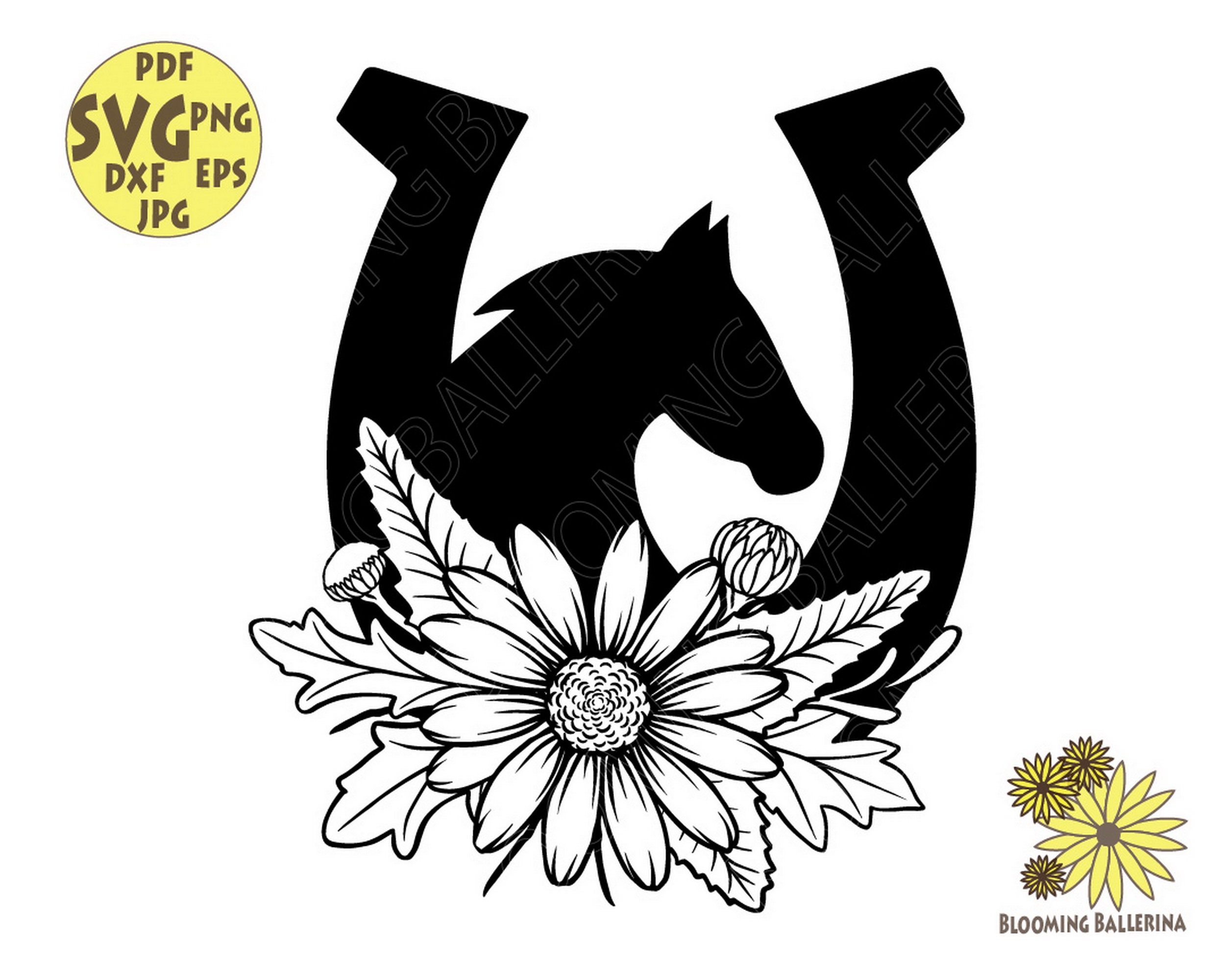 Horseshoe Svg Floral Horse Svg Horse Svgdaisy Svgcountry Etsy