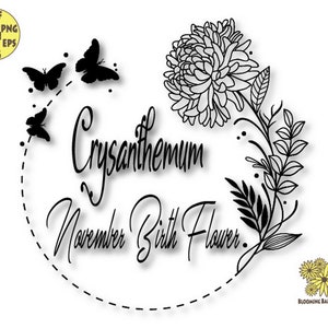 Chrysanthemum Svg file, Chrysanthemum flower frame svg, Chrysanthemum birth flower, November Svg, Scorpio Svg, November Flower Frame Svg